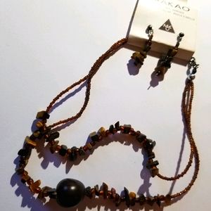 Tiger's Eye Necklace and Earrings